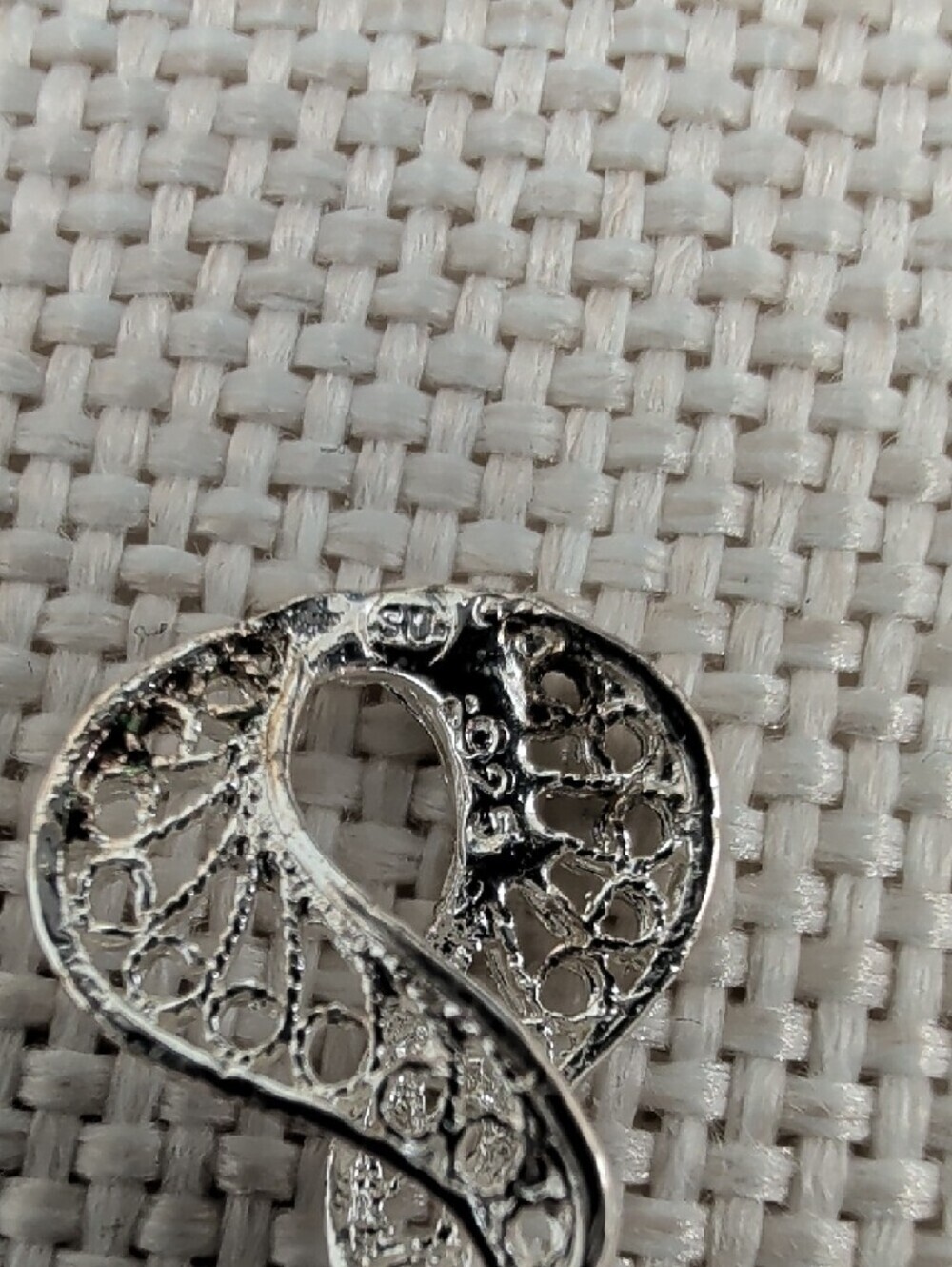 Vintage Sterling Silver 925 Filigree Lace Drop Earrings Dangle Art Nouveau - Picture 7 of 17